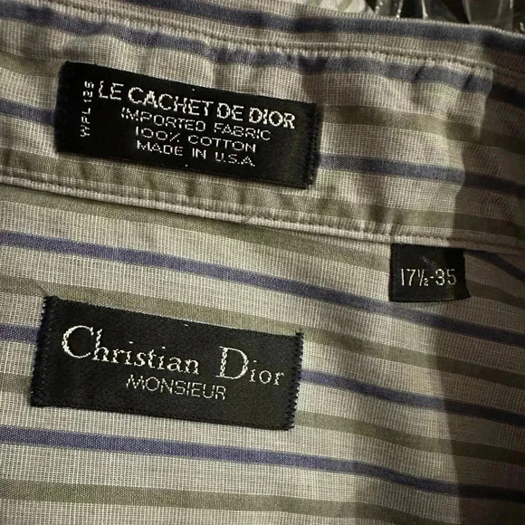 Christian Dior button up stripe shirt size 17.5/35 - Picture 9 of 10